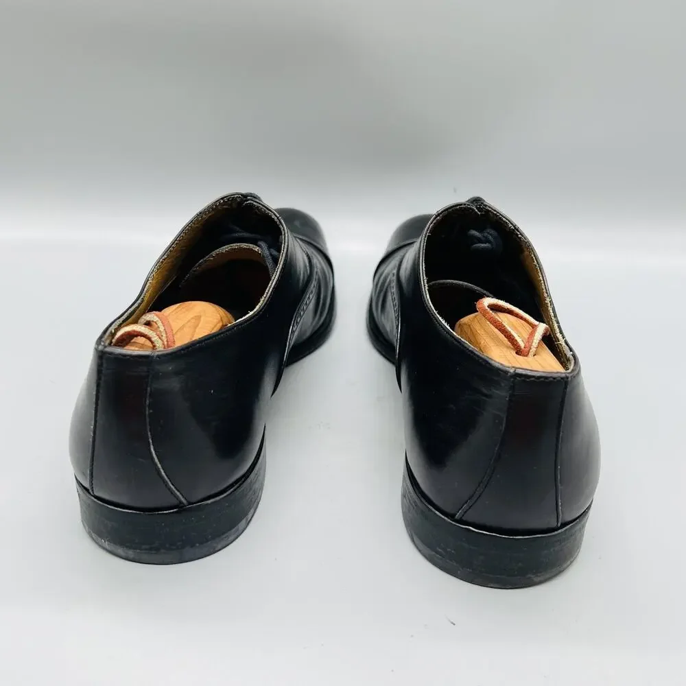 Antonio Maurizi Shoes Mens 10 Black Leather Cap Toe Oxford Dress Brogue Slip On